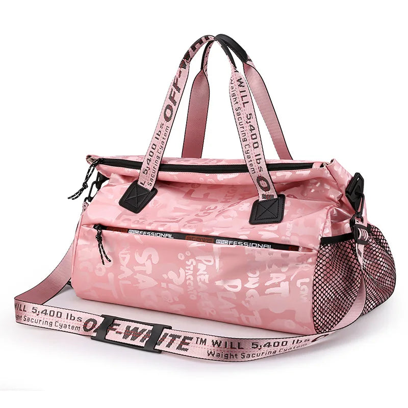 Large Capacity Tote Bag Graffiti Yoga Sports Bag with Shoes Outdoor Travel Handb