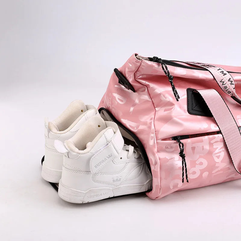 Large Capacity Tote Bag Graffiti Yoga Sports Bag with Shoes Outdoor Travel Handb