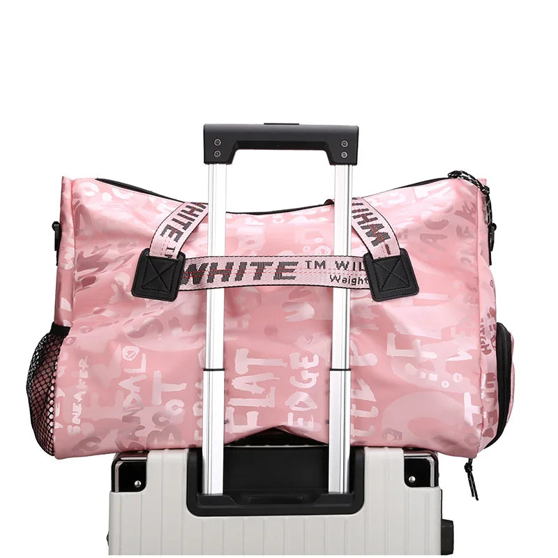 Large Capacity Tote Bag Graffiti Yoga Sports Bag with Shoes Outdoor Travel Handb