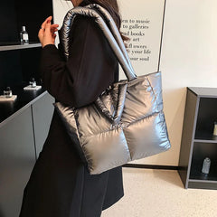 Designer Quilted Shoulder Bag High Nylon Down Cotton Tote Handbag