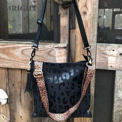 Leopard Crossbody Bag Vintage Canvas Shoulder Handbag