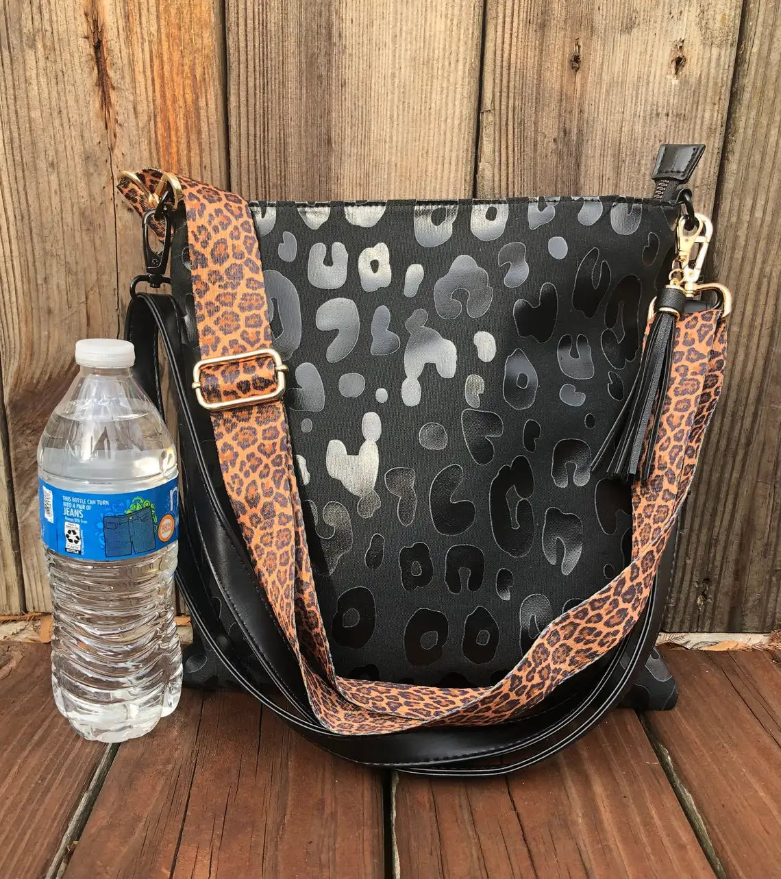 Leopard Crossbody Bag Vintage Canvas Shoulder Handbag