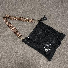 Leopard Crossbody Bag Vintage Canvas Shoulder Handbag