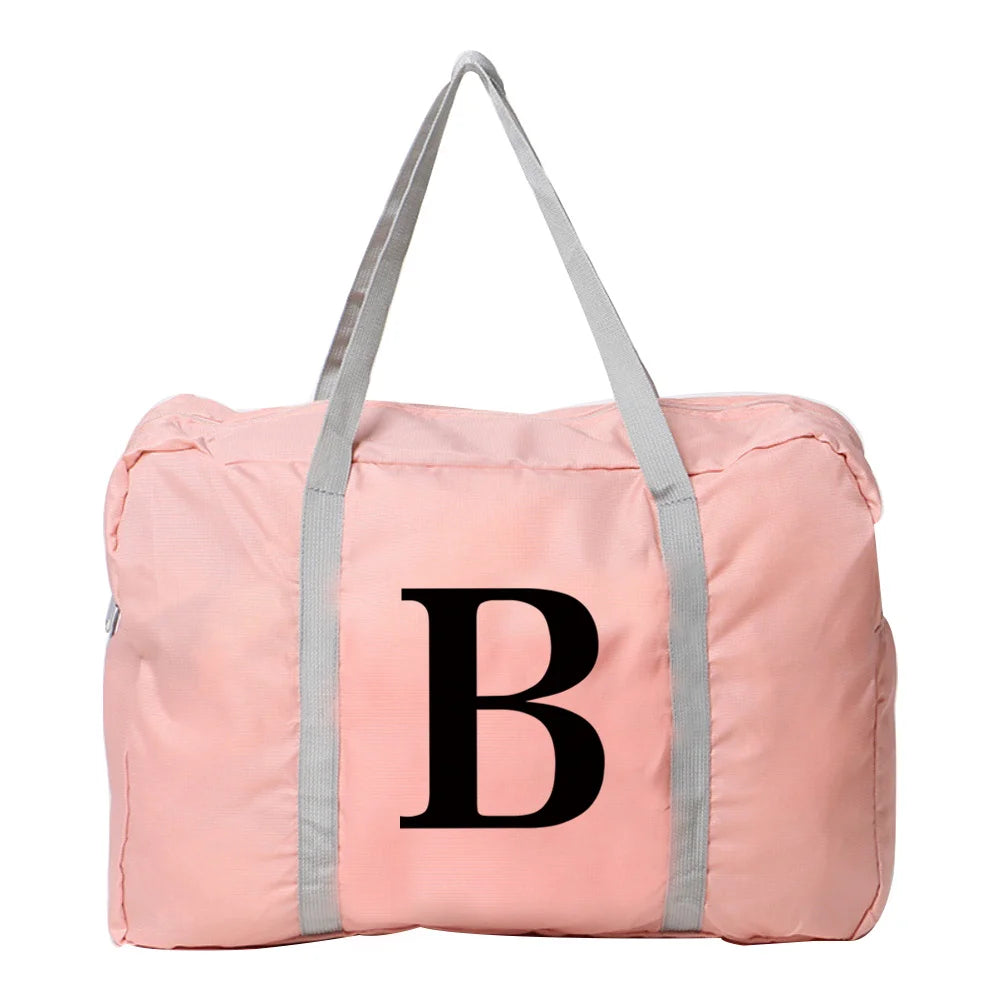Letter Series Travel Bags Nylon Foldable Luggage Pack Women Handbag Men Tote