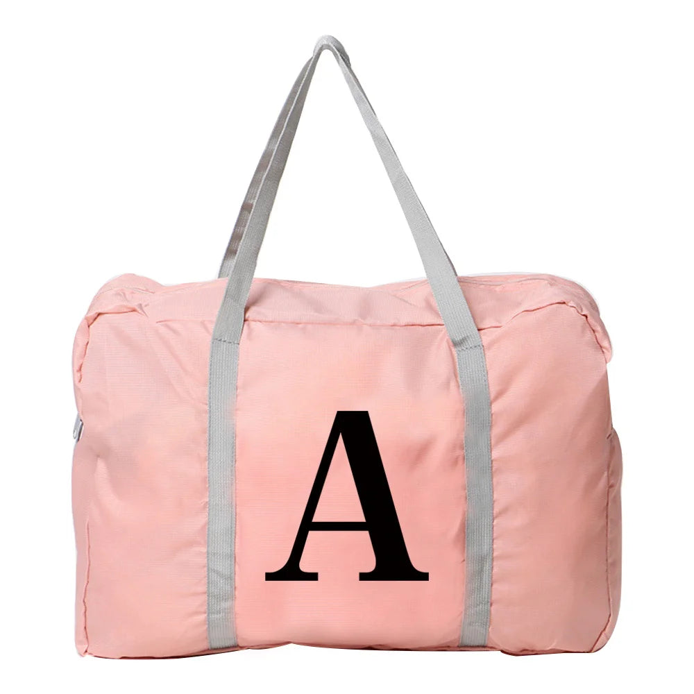 Letter Series Travel Bags Nylon Foldable Luggage Pack Women Handbag Men Tote