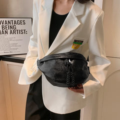 Women's Pu Leather Chest Bag Large Capacity Waist Pack