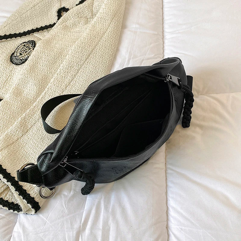 Women's Pu Leather Chest Bag Large Capacity Waist Pack