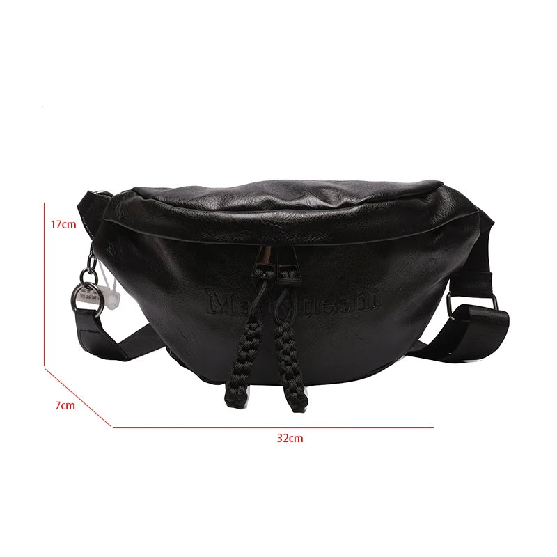 Women's Pu Leather Chest Bag Large Capacity Waist Pack