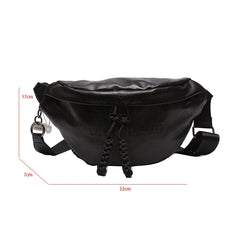 Women's Pu Leather Chest Bag Large Capacity Waist Pack