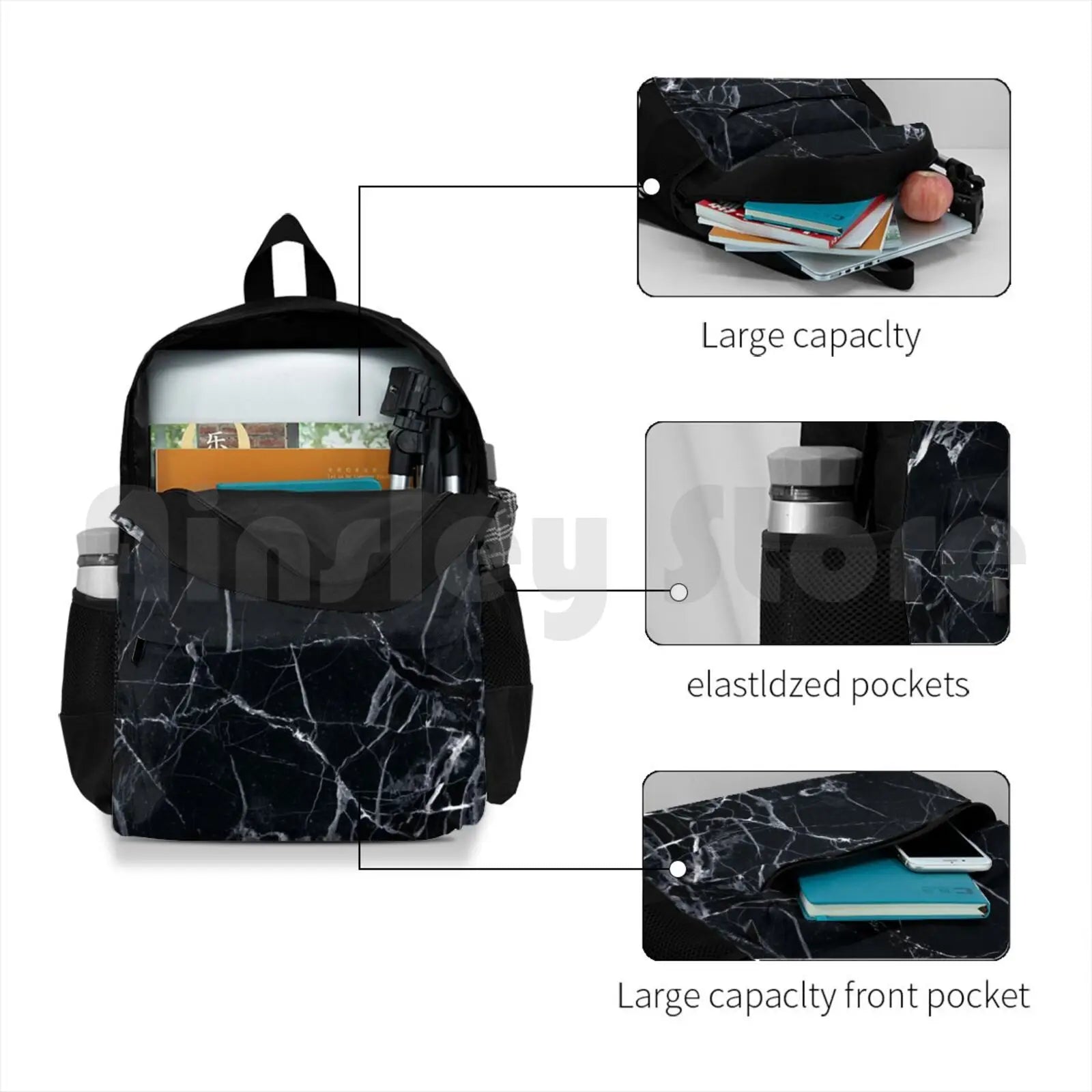Marble Texture Outdoor Hiking Backpack Waterproof Camping Travel