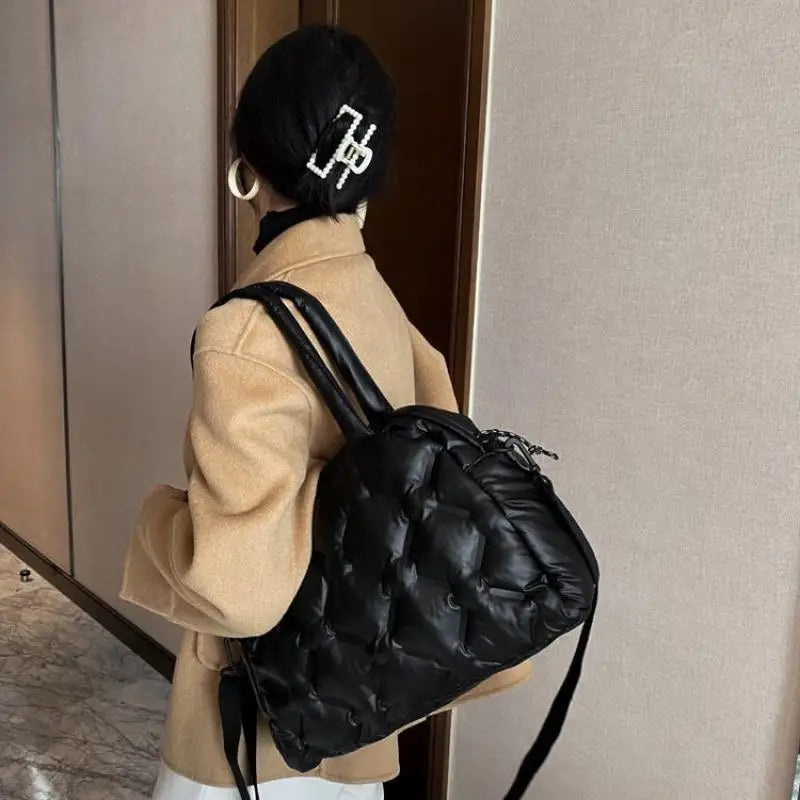 Nylon Women Totes Shoulder Bags Crossbody Bag Grid Pattern Ladies Handbags