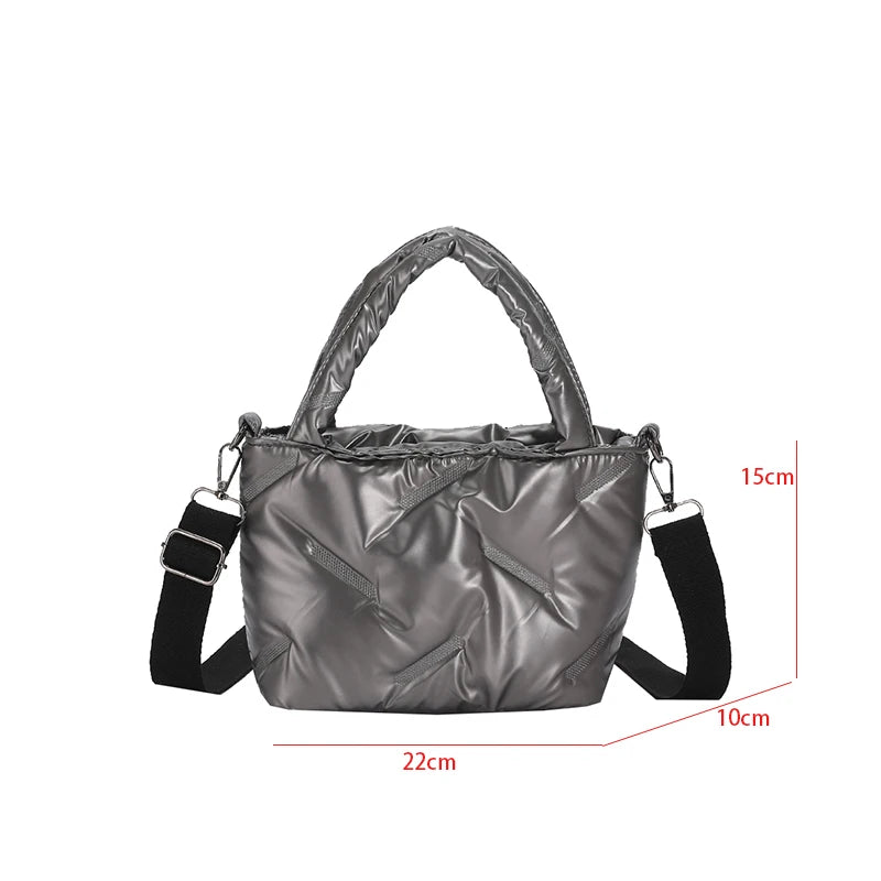 Quilted Nylon Shoulder Bag Winter Tote Purse