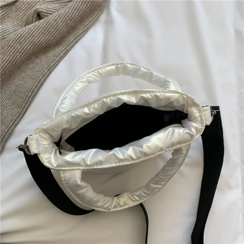 Quilted Nylon Shoulder Bag Winter Tote Purse