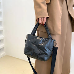 Quilted Nylon Shoulder Bag Winter Tote Purse