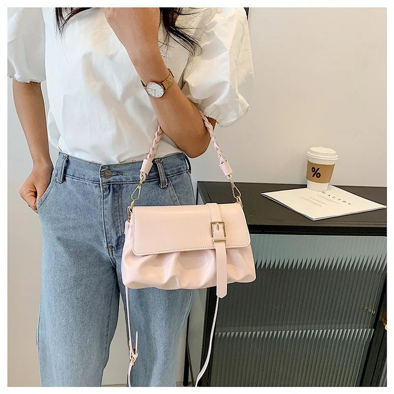 Exotic Leather Lady Shoulder Bag Soft Retro Design