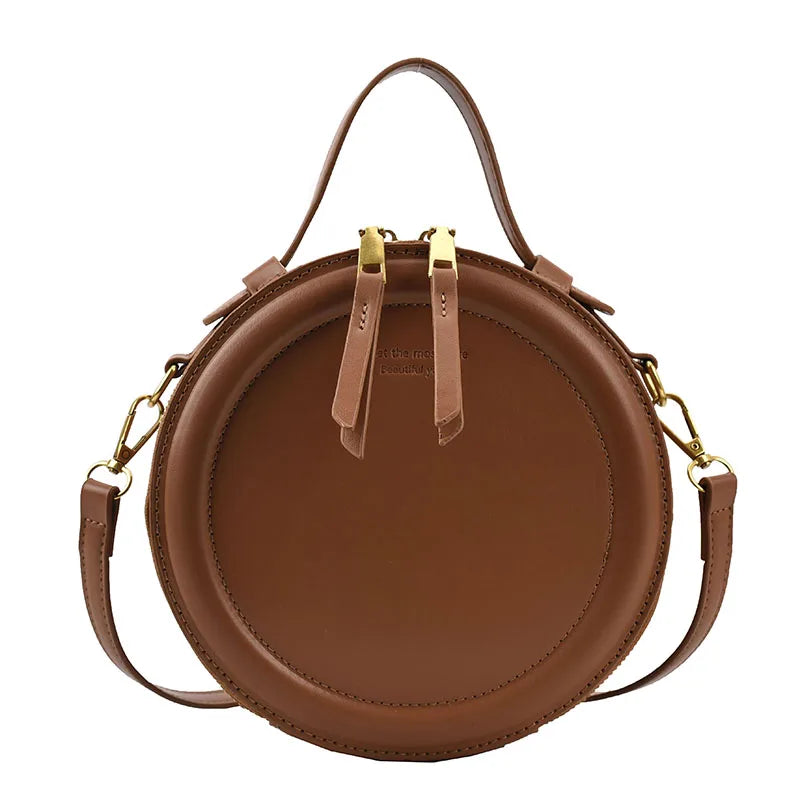 Vintage Round Shoulder Bag for Women Clutch Purses High Crossbody Totes