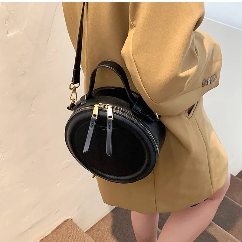 Vintage Round Shoulder Bag for Women Clutch Purses High Crossbody Totes