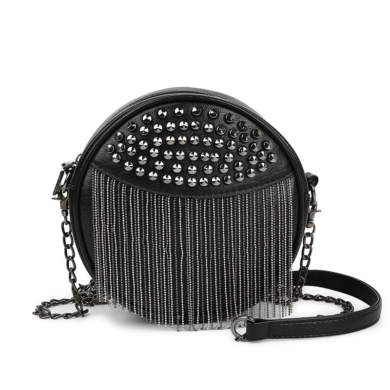 Women's Leather Shoulder Bag Chain Tassel Crossbody Clutch