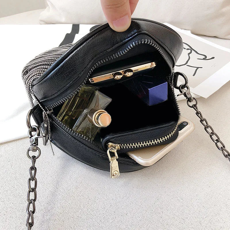 Women's Leather Shoulder Bag Chain Tassel Crossbody Clutch
