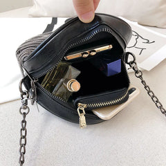 Women's Leather Shoulder Bag Chain Tassel Crossbody Clutch