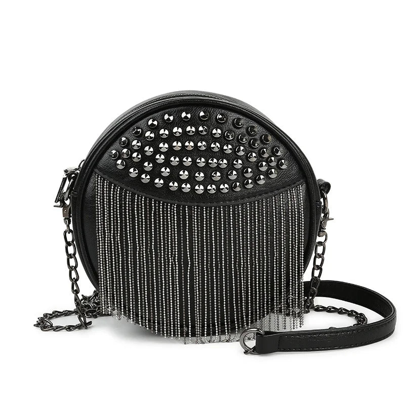 Women's Leather Shoulder Bag Chain Tassel Crossbody Clutch