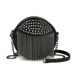Women's Leather Shoulder Bag Chain Tassel Crossbody Clutch
