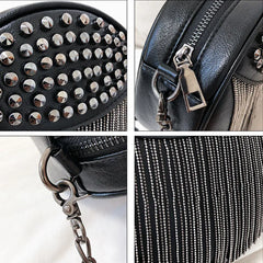 Women's Leather Shoulder Bag Chain Tassel Crossbody Clutch
