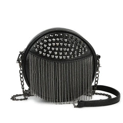 Women's Leather Shoulder Bag Chain Tassel Crossbody Clutch