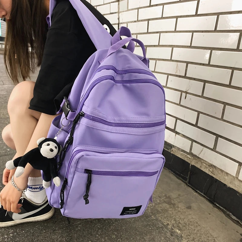Black Big Capacity Women Backpack Student School Bag Rucksack Mochila