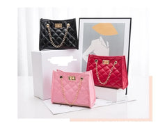 Women's Chain Crossbody Bag Shoulder Bag Leather Plaid Handbag
