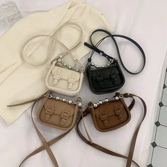 Mini Beading Chain Shoulder Bag Lipstick Pocket Crossbody Handbag
