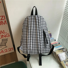 Checkerboard Rucksack Women's School Bag Plaid College Backpack