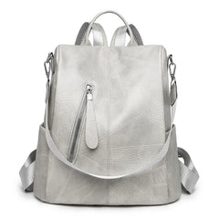 Women Zipper Leather Backpack Crossbody Shoulder School Bags