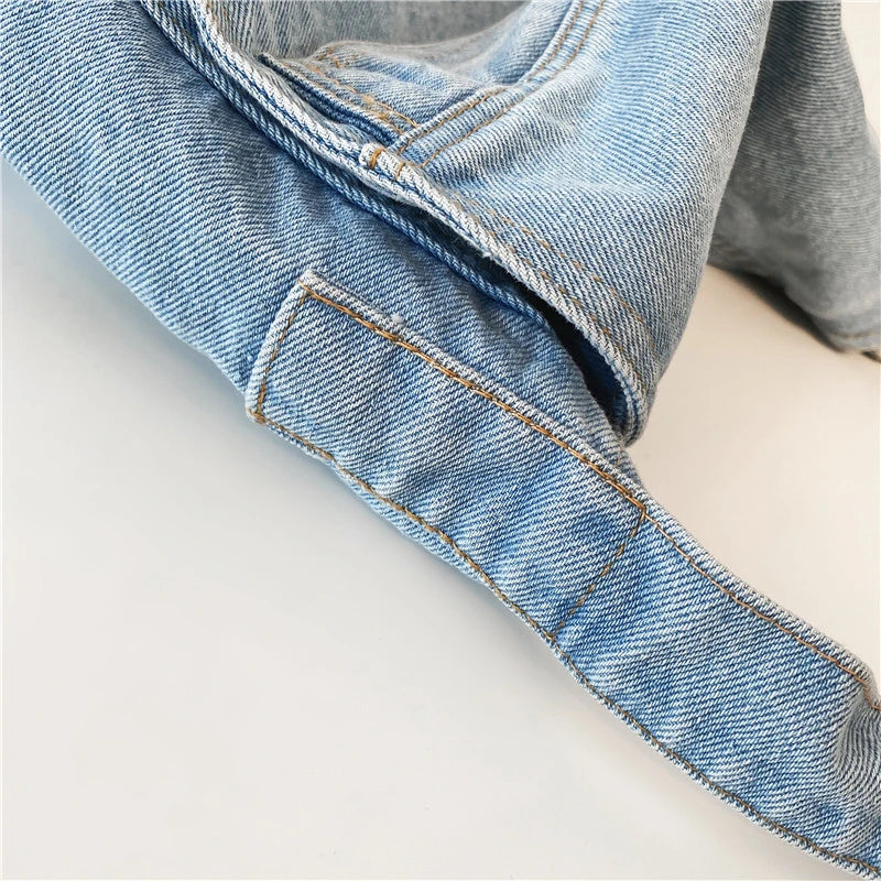 Fresh Youth Cotton Denim Shoulder Bag Solid Canvas Satchel