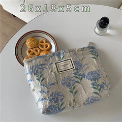 Flowers Canvas Tote Bag Jacquard Shoulder Handbag Vintage Lady Shopping Bags