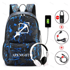 Arknights Anti-Theft Backpack USB Charging School Travel Bag