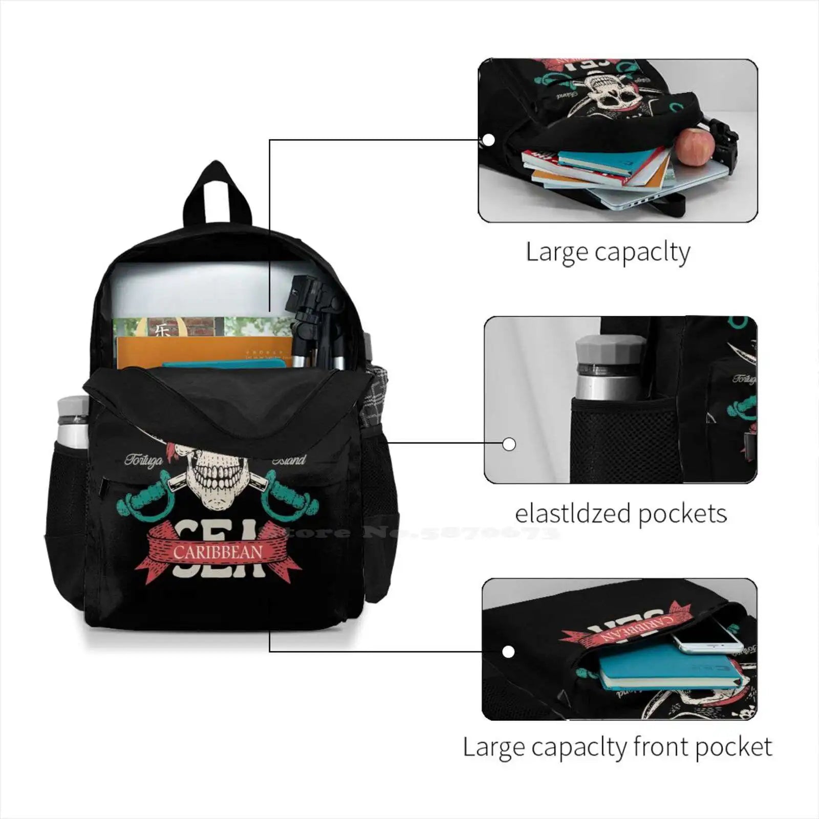 Pirate Caribbean Princess Backpack Student School Laptop Travel Bag
