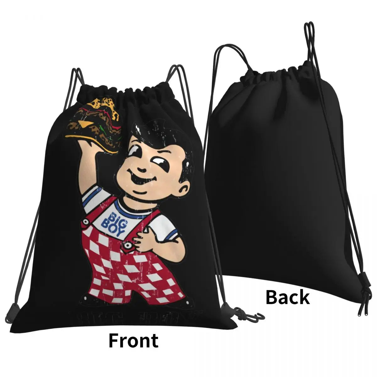 Bob's Big Boy Adult Hamburger Drawstring Gym Bag
