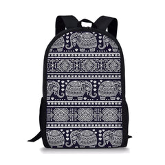 Boho Elephant Print Girls School Bags Retro All-match Backpack