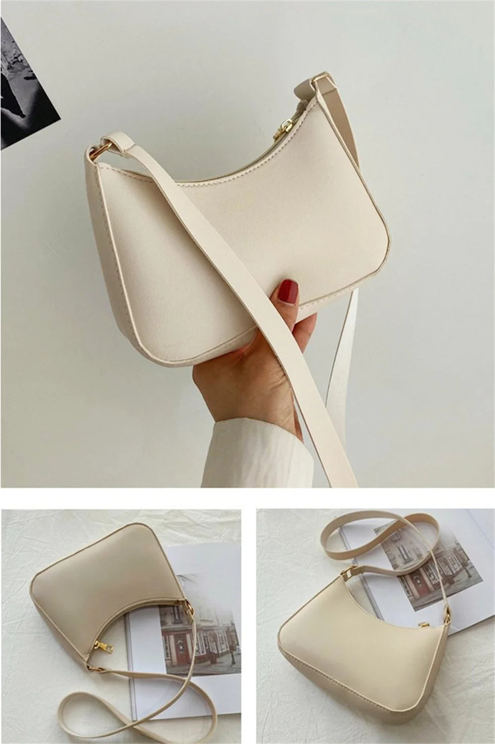 Retro Solid PU Leather Shoulder Bag