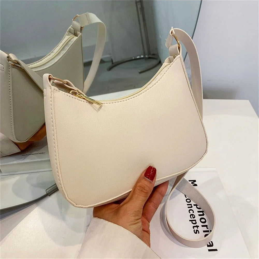 Retro Solid PU Leather Shoulder Bag