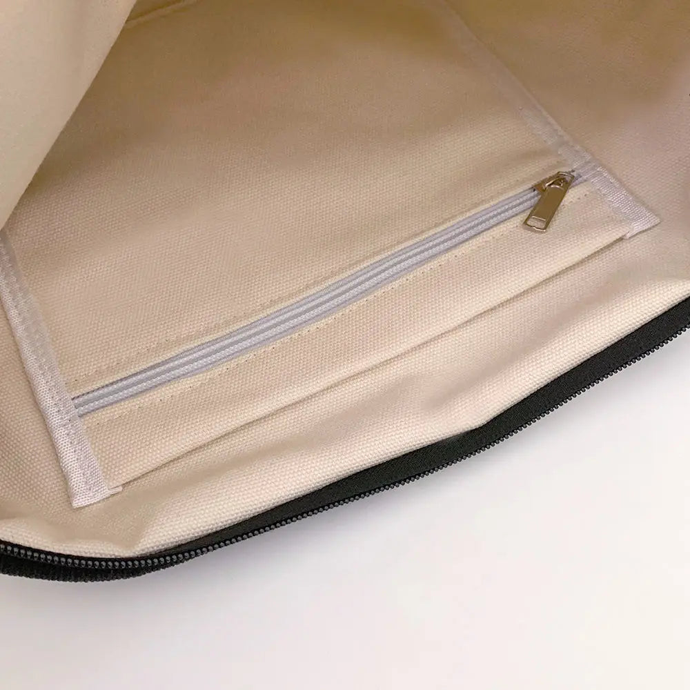 Canvas Shoulder Bag with Bow Pattern Large Capacity Tote