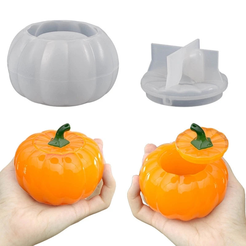 Halloween Pumpkin Jewelry Box Resin Mold with Lid