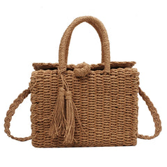 Beach Straw Rattan Crossbody Shoulder Bag Top Handle Handbag