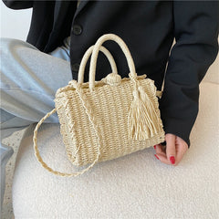 Beach Straw Rattan Crossbody Shoulder Bag Top Handle Handbag