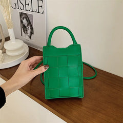Braided Mobile Phone Bag Female Handheld Square Crossbody Bag