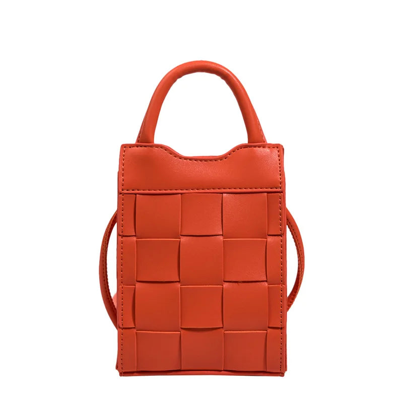 Braided Mobile Phone Bag Female Handheld Square Crossbody Bag