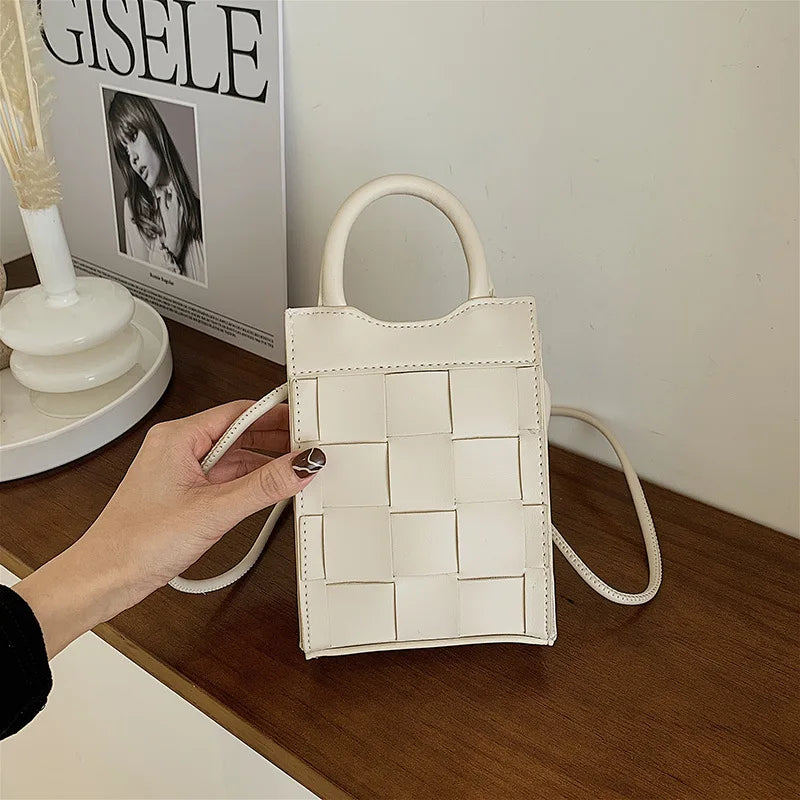 Braided Mobile Phone Bag Female Handheld Square Crossbody Bag