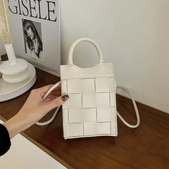 Braided Mobile Phone Bag Female Handheld Square Crossbody Bag