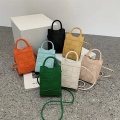 Braided Mobile Phone Bag Female Handheld Square Crossbody Bag